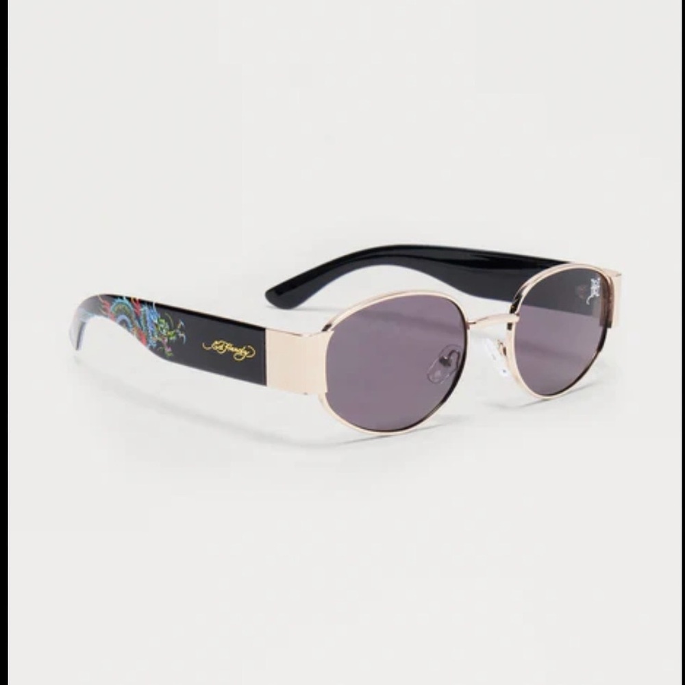 Ed Hardy Black and Gold Sunglasses Featuring the Iconic Chinese Dragon